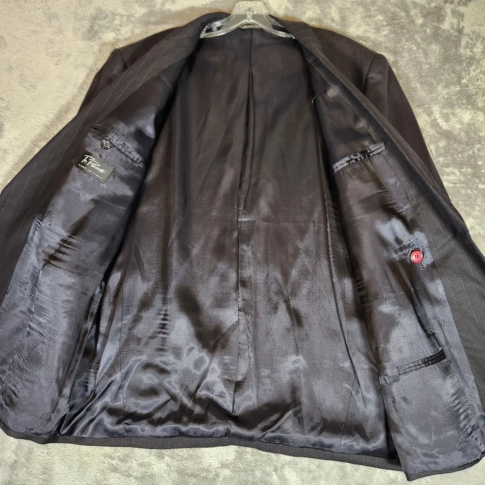 Paccetti Blazer Men's 45L‎ Black Pinstripe Vintage Italian Suit Jacket 100% Wool